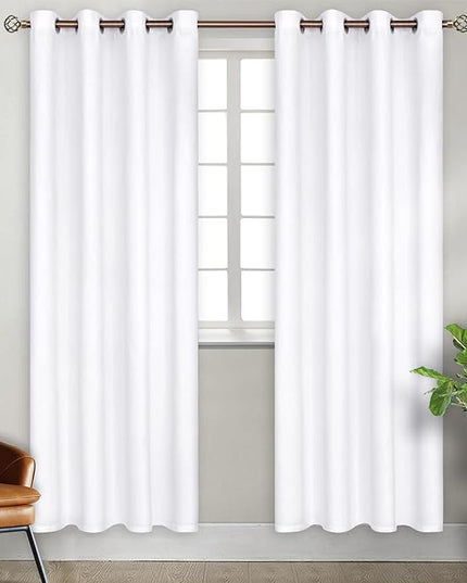 BGment Room Darkening Curtains for Bedroom - Grommet Thermal Insulated Window Treatments Light Blocking Curtains for Living Room, Set of 2 Panels, Each 46 x 84 Inch, Pure White