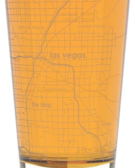 Well Told Engraved Las Vegas Nevada Map Pint Glass, Etched Beer Gift (16 oz, Clear) City Map Pint, Custom City Glassware, Gifts For Beer Lovers
