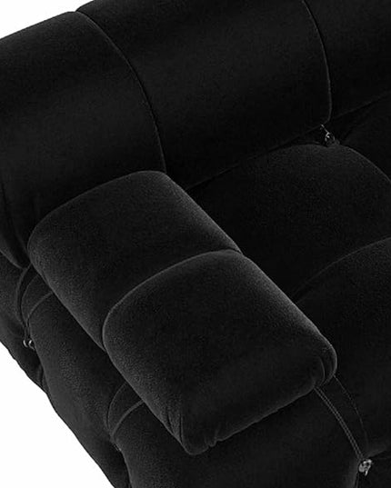 JACH Black Modular Sectional Sofa, 104" Minimalist Mid-Century Velvet Sofas, Comfy Deep Seat Convertible Sofa, Sectional Couch for Living Room, Apartment