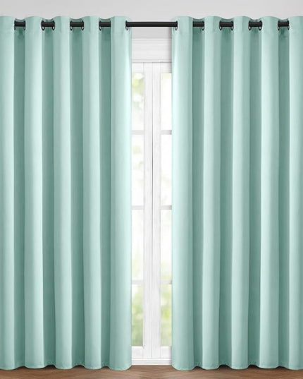 Yakamok Blackout Curtains Room Darkening Thermal Insulated Window Panels,Solid Grommet Top Drapes for Bedroom/Living Room(62Wx96L, Aqua, 2 Panels)
