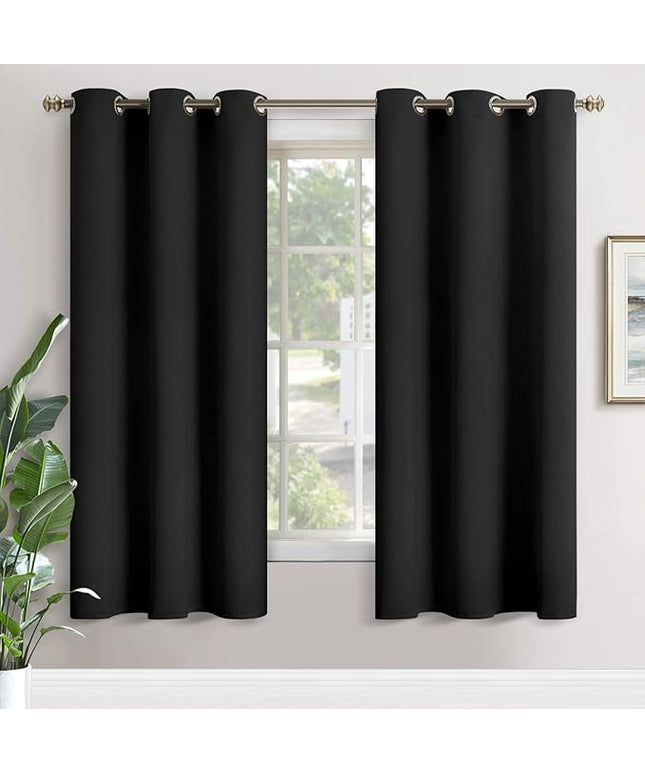 YoungsTex Black Out Curtains for Bedroom 72 Inch Length - Thermal Insulated Drapes with Grommet Room Darkening Privacy for Living Room, 2 Panels, 42 x 72 Inch, Black