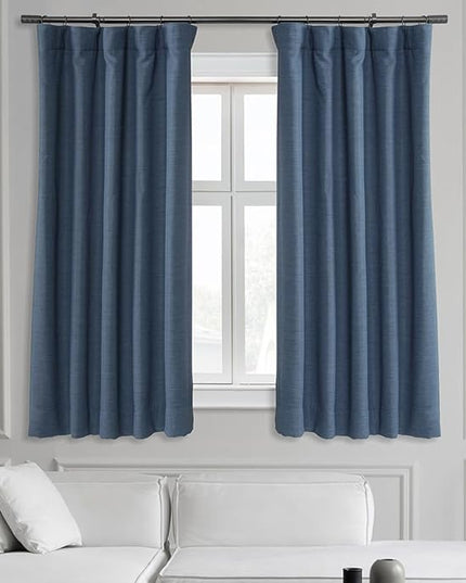HPD Half Price Drapes Bellino Room Darkening Curtains 63 Inches Long Curtains for Bedroom & Living Room (1 Panel), 50W x 63L, Wild Blue
