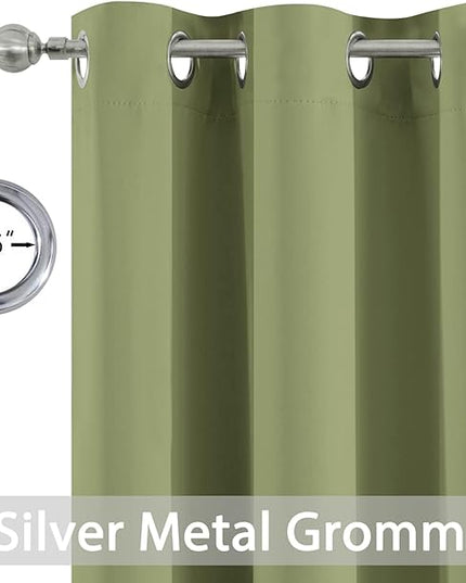 Yakamok Room Darkening Thermal Insulated with Grommet Window Curtain for Bedroom, 38Wx36L inch, Light Reducing Drapes for Living Room,Sage Green, 2 Panels