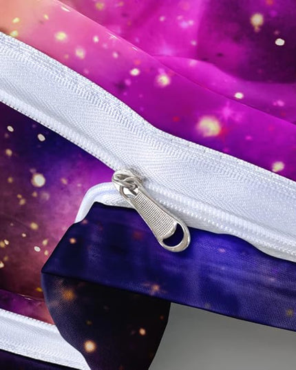 Galaxy Duvet Cover Space Bedding Set Full Size for Teen Kids, for Boys and Girls Purple Bed Set Printed with 1 Comforter Cover and 2 Pillowcases