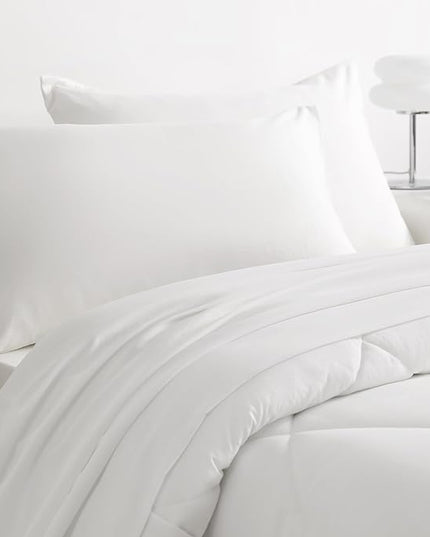 NTBAY Twin Comforter Set with Sheets, 5 Pieces Soft and Breathable Twin Bedding Set, Twin Bed in a Bag, Down Alternative Comforter Set Solid Color All Season, Kids Bedding Set, White