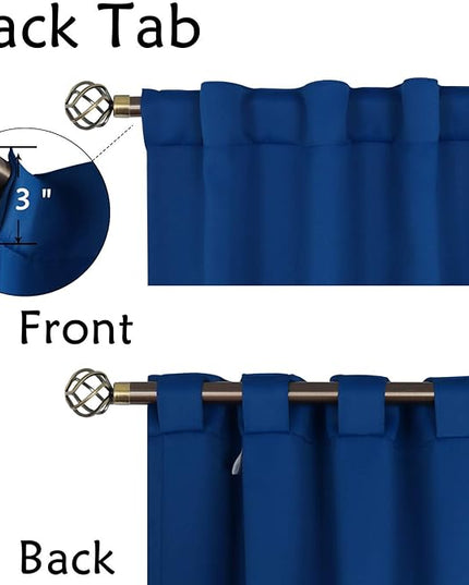 BGment Rod Pocket and Back Tab Blackout Curtains for Bedroom - Thermal Insulated Room Darkening Curtains for Living Room, 2 Window Curtain Panels (42 x 84 Inch, Classic Blue)