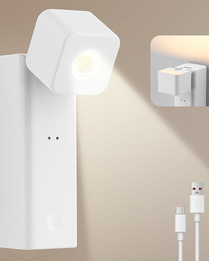 4000mAh Rechargeable Battery Operated Night Light, Dimmable Motion Sensor Night Lamp, Eye-Caring LED Reading Lamp, Multi-Function Wall Light with Touch Control for Adults Kids Room Bedroom Nursery