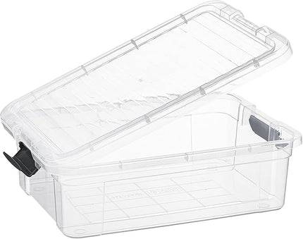 Superio Storage Bins with Lids- 4 Pack, 7.4 Qt Clear Boxes for Organizing, Stackable Plastic Containers- BPA Free, Non-Toxic, Odor Free, Organizer for Home, Office, Dorm