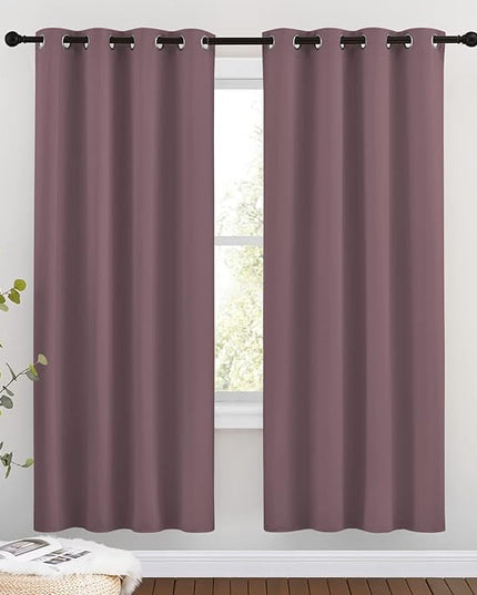 NICETOWN Blackout Window Curtains & Drapes 72" Long - Grommet Room Darkening Thermal Insulated Window Treatments Voice Reducing for Bedroom/Living Room (2 Panels, 46 x 72 Inch, Dry Rose)