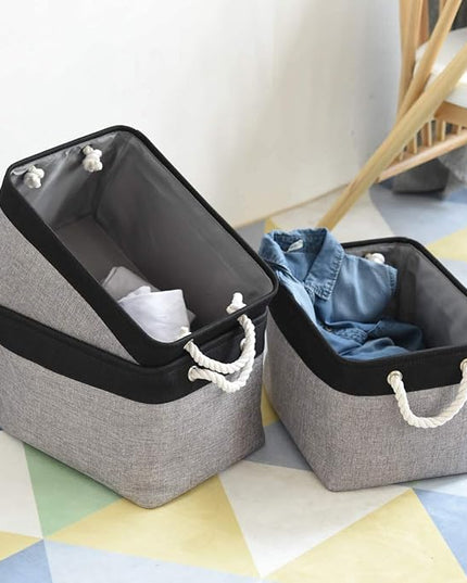TheWarmHome Storage Basket for Organizing- 16x12x8 inch 1 Pack Fabric Storage Cubes, Bins for Organization for Shelves Organizer Gift Laundry Cloth Toy (Grey & Black)