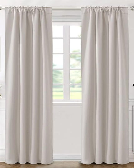 H.VERSAILTEX Blackout Curtains Thermal Insulated Window Treatment Panels Room Darkening Blackout Drapes for Living Room Back Tab/Rod Pocket Bedroom Draperies (2 Panels, Stone, 42 x 84 Inch)