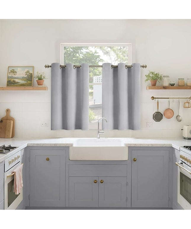 YoungsTex Small Blackout Kitchen Curtains 36 Inch Long - Half Drapes with Grommet Thermal Insulated Darkening Privacy for Cafe Bathroom Window, 2 Panels, 34 x 36 Inch
