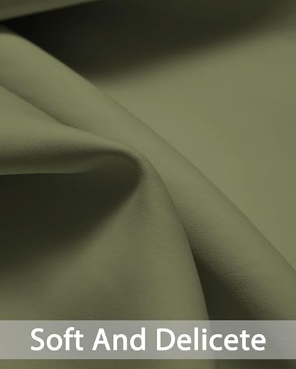 Yakamok Window Treatment Kitchen Drapes - Plain Solid Grommet Top Short Curtains for Kitchen Window(52Wx36L, Sage, 2 Panels)