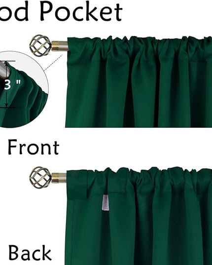 BGment Rod Pocket and Back Tab Blackout Curtains for Bedroom - Christmas Emerald Green Thermal Insulated Room Darkening Curtains for Living Room, 2 Window Curtain Panels (52 x 72 Inch, Emerald)