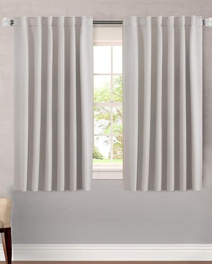 H.VERSAILTEX Blackout Curtains Thermal Insulated Window Treatment Panels Room Darkening Blackout Drapes for Living Room Back Tab/Rod Pocket Bedroom Draperies, 52 x 54 Inch, Stone, 2 Panels