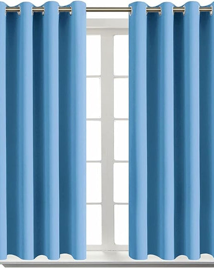 BGment Room Darkening Curtains 54 Inches Long - Grommet Thermal Insulated Drapes Window Treatment Curtains for Bedroom, 2 Panels, 52 x 54 Inch, Sky Blue