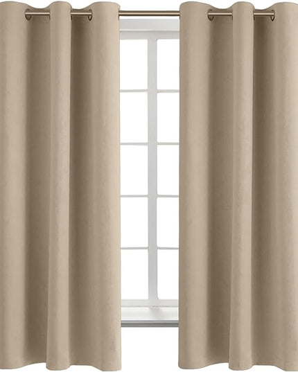 BGment Blackout Curtains - Grommet Thermal Insulated Room Darkening Bedroom and Living Room Curtains, Set of 2 Panels (42 x 63 Inch, Sand)