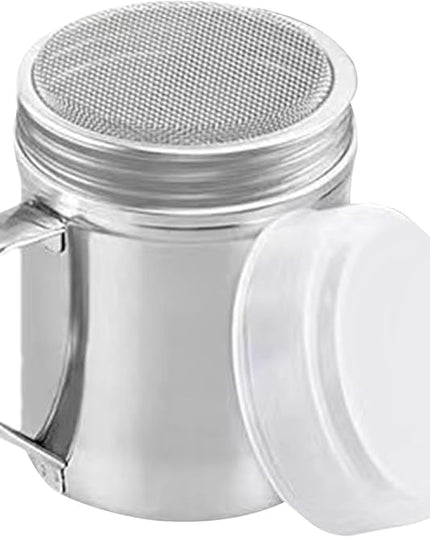 Powder Shaker Stainless Steel | Sturdy Salt Dispenser With Dust-Proof Lid,Container Jar With Handle, Kitchen Utensils & Gadgets For Baking Camping Travel, Companion Table Coffee Sugar Flour