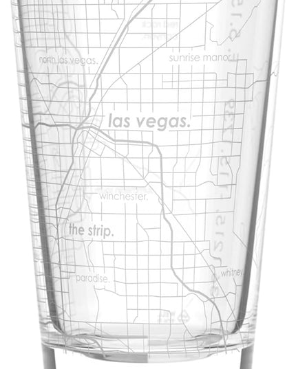 Well Told Engraved Las Vegas Nevada Map Pint Glass, Etched Beer Gift (16 oz, Clear) City Map Pint, Custom City Glassware, Gifts For Beer Lovers