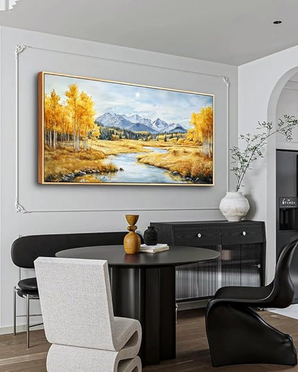 ERQINHUA Large Canvas Wall Art For Living Room Wall Decorations For Bedroom Pastoral Yellow Landscape Wood Framed Farmhouse Restaurant Wall Pictures Print Artwork Ready To Hang Home Decor 24"X48"