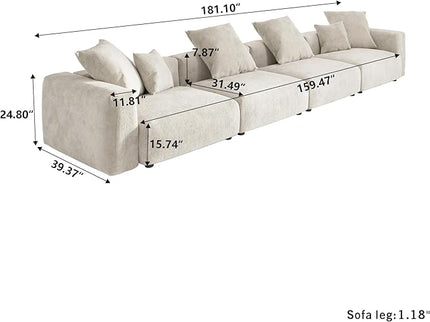 JACH 181" Oversized Modular Sectional Sofa, Deep 4-Seats Sectional Couch, Huge Plus Convertible Soft Sofas, Corduroy Minimalist Couches for Living Room, Office, Apartment, Beige