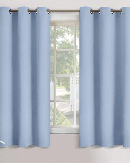 YoungsTex Baby Blue Room Darkening Curtains 63 Inch Long for Kids Bedroom - Grommet Thermal Insulated Blackout Window Drapes Privacy for Boy Nursery, 2 Panels, 42 x 63 Inch