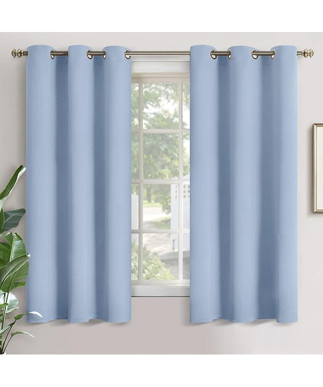 YoungsTex Baby Blue Room Darkening Curtains 63 Inch Long for Kids Bedroom - Grommet Thermal Insulated Blackout Window Drapes Privacy for Boy Nursery, 2 Panels, 42 x 63 Inch