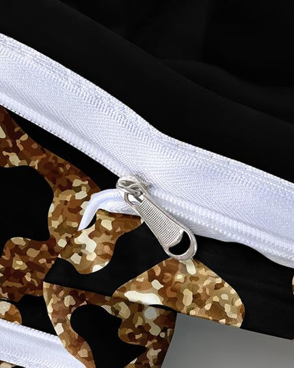 King Size Cheetah Print Duvet Cover Set Leopard Print Comforter Covers Brown Lip Bed Set Animal Print Bedroom Decor for Kids Teens Boys and Girls