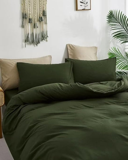 CLOTHKNOW Army Green California King Comforter Set 3Pcs Dark Green Bedding Comforter Sets All Season Soft Hunter Comforter with 2 x Pillow Cases