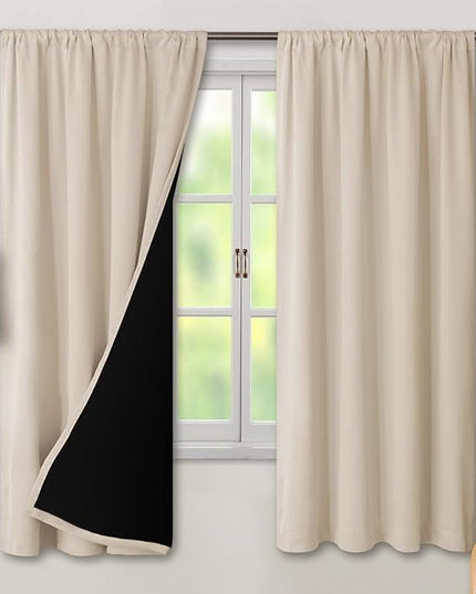 BGment Champagne Blackout Curtains for Bedroom, Full Room Darkening Thermal Insulated Soundproof Rod Pocket Window Curtains Drapes 72 Inch Length, 2 Panels，Each Panel 42 Inch Wide