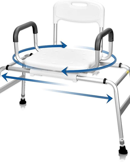 Sangohe Shower Chair for Inside Shower, Sliding Shower Chair, Tub Transfer Bench with 360⁰ Swivel Seat, Tub Transfer Benches for Bathtubs, Medical Shower Seat for Elderly and Disabled, 788B