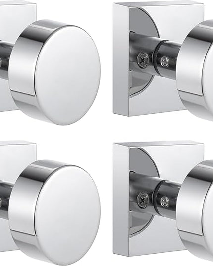 4 Pack Polished Chrome Dummy Door Knobs Interior, Polished Chrome Door Knob for Closet Doors, Modern Round Dummy Door Handles for Bifold Doors