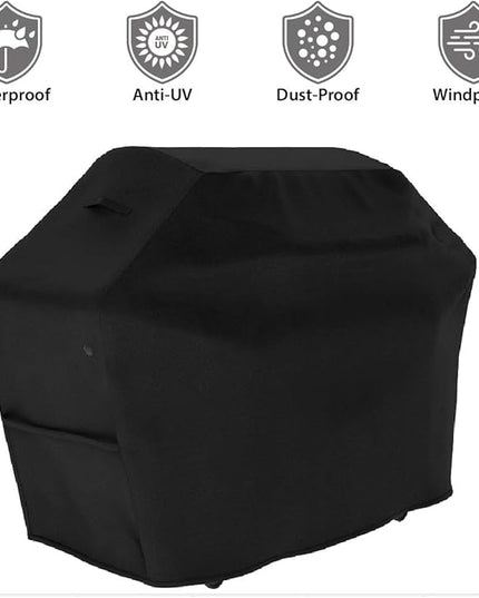 Heavy Duty BBQ Grill Cover 58 x 24 x 46 inch – 600D Polyester Waterproof, UV Fade Weather Resistant & Windproof Gas Barbeque Cover for Weber Char-Broil Brinkmann, Holland, Jenn Air, Cuisinart-Black