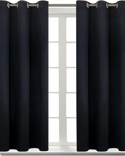 BGment Blackout Curtains - Grommet Thermal Insulated Room Darkening Bedroom and Living Room Curtain, Set of 2 Panels (38 x 54 Inch, Black)