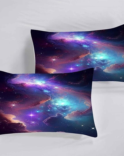 Galaxy Comforter Set Queen Size, Purple Space Bedding Set for Girls Boys Kids Teens Women Quilt Colorful Starry Sky Glitter Nebula Bedroom Decor, 1 Comforter 2 Pillowcases
