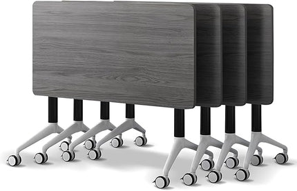 Conference Room Table with Flip-Top Design for Dynamic Meetings, Business Table Computer Desk with Heavy-Duty Frame,Foldable Seminar Meeting Tables for Home Office (4, B, 61IN)