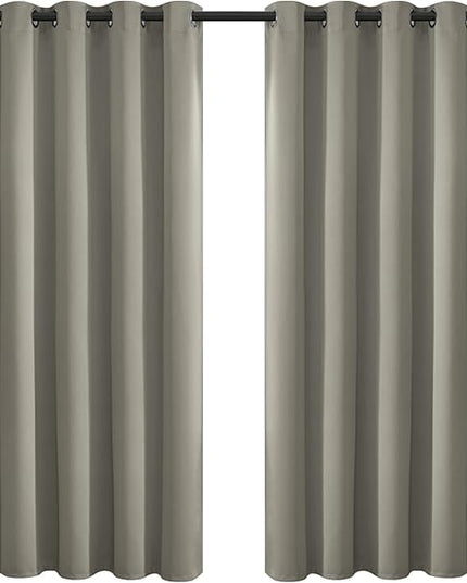 Yakamok 72 Inch Long Light Blocking Blackout Curtains, Room Darkening Thermal Insulated Blackout Drapes with Grommet for Bedroom (62x72Inch, Taupe, 2 Panels)