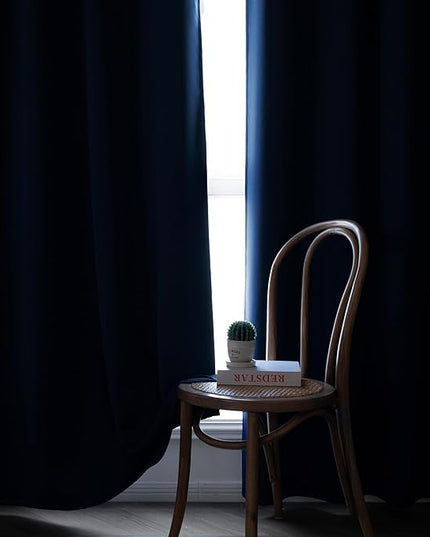 Blackout Curtains 72 Inch Length 2 Panels Set, Black Out Curtains for Bedroom 72 Inch Long, Grommet Energy Saving Room Darkening Drapes for Living Room Window Navy Blue(W52 x L72)