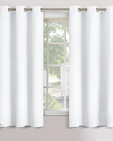 YoungsTex White Curtains for Window 63 Inches Length - Grommet Thermal Insulated Window Treatment Drapes Privacy for Living Room Bedroom Kitchen Decorative, 2 Panels, 42 x 63 Inch