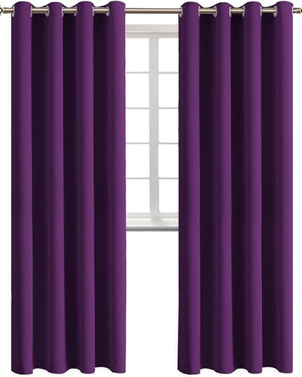 BGment Blackout Curtains - Grommet Thermal Insulated Room Darkening Bedroom and Living Room Curtains, Set of 2 Panels (52 x 108 Inch, Purple)