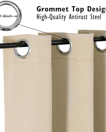 ChrisDowa Blackout Curtains 72 inches Long for Bedroom - 2 Panels Set Grommet Thermal Insulated Room Darkening Curtains for Living Room (Biscotti Beige, 52 x 72 Inch)
