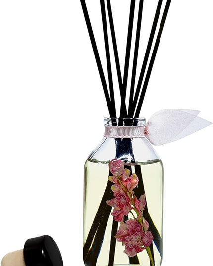 LOVSPA Reed Diffuser Set, Pink Tuberose Scented Oil Diffuser with Sticks, Home Fragrance Accessories for Bathroom Shelf Decor, Aroma Diffusers for Home or Office Desk, USA Made