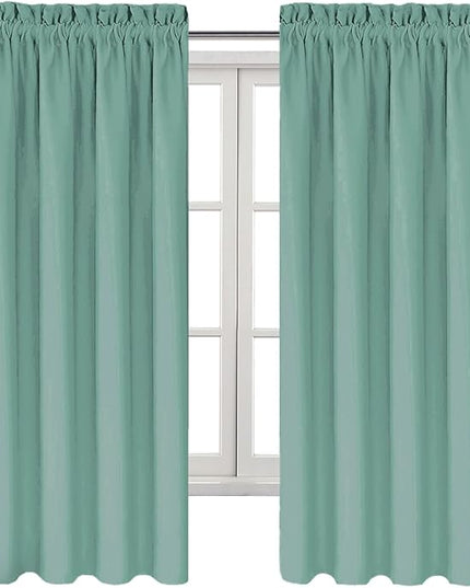 DWCN Blackout Curtains for Living Room Thermal Insulated, Energy Saving & Noise Reducing Bedroom Curtains, Sage Green, W 42x L 63 Inch, Set of 2 Rod Pocket Curtain Panels