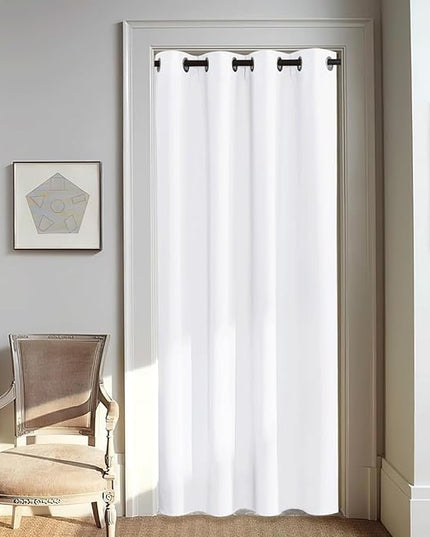 NICETOWN White Doorway Curtains 80 inches Long - Grommet Thermal Insulated Light Blocking Room Darkening Window Treatments for Bedroom/Living Room (W46 x L80, 1 Panel)