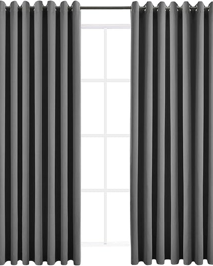 Blackout Curtains for Bedroom Thermal Insulated Solid Grommet Window Drapes Extra Wide for Sliding Door, Set of 2 Curtain Panels 108 W x 84 L Inches Dark Gray