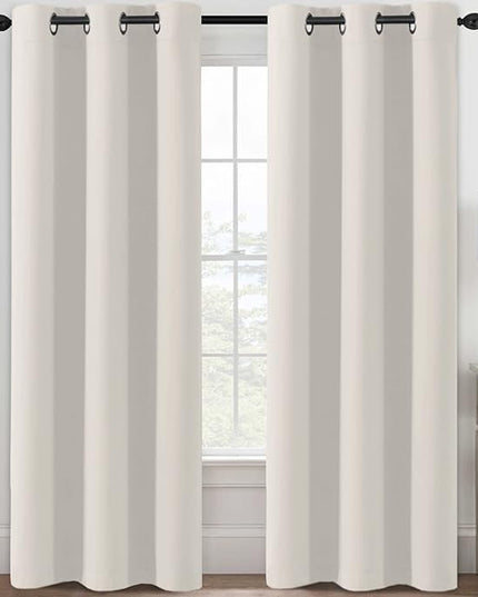 H.VERSAILTEX Room Darkening Curtains for Living Room Light Reducing Thermal Insulated Window Treatment Panels/Drapes Grommet Top 2 Panels (Ivory - 42 x 84 Inches)