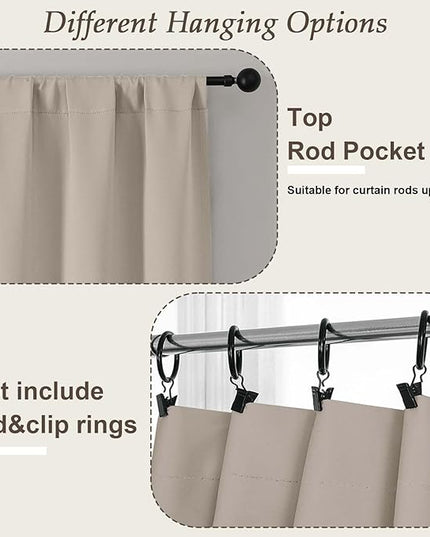 Gwine Stone Blackout Curtains for Bedroom 96 Inch Length, Room Darkening Energy Saving Black Out Curtains for Living Room, Window Treatment Drapes with Rod Pocket, Each 50" Wx96 L, 2PC