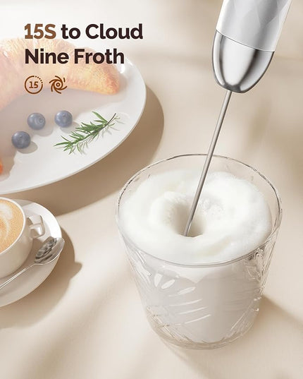 Maestri House Rechargeable Milk Frother with Stepless Speed Control, LunaFro 2.0 Handheld Electric Foam Maker Waterproof Drink Mixer Foamer for Lattes, Cappuccino