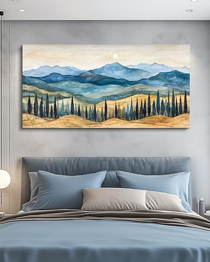 ZUITINGHUA Large Wall Decor For Living Room Canvas Wall Art For Office Modern Wall Decorations For Bedroom Mountains Landscape Painting Abstract Pictures Artwork Room Home Decor 24x48 In