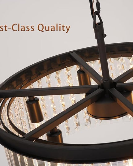 Modern Luxury Black Crystal Chandelier, 20" Small Pendant Light for Entryway, Dining Room, Foyer, Kitchen, Hallway